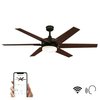 Westinghouse Ceiling Fan Indoor 60In Cayuga WIFI DmLED BkBr Rvr 6Bl Apwd/Chy Op Fr Glass 74002B00